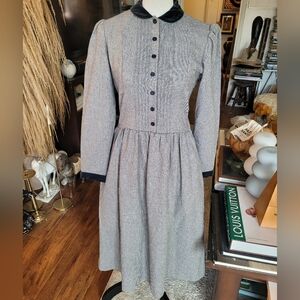 Vintage 1980s Lanz Houndstooth Dress Size S